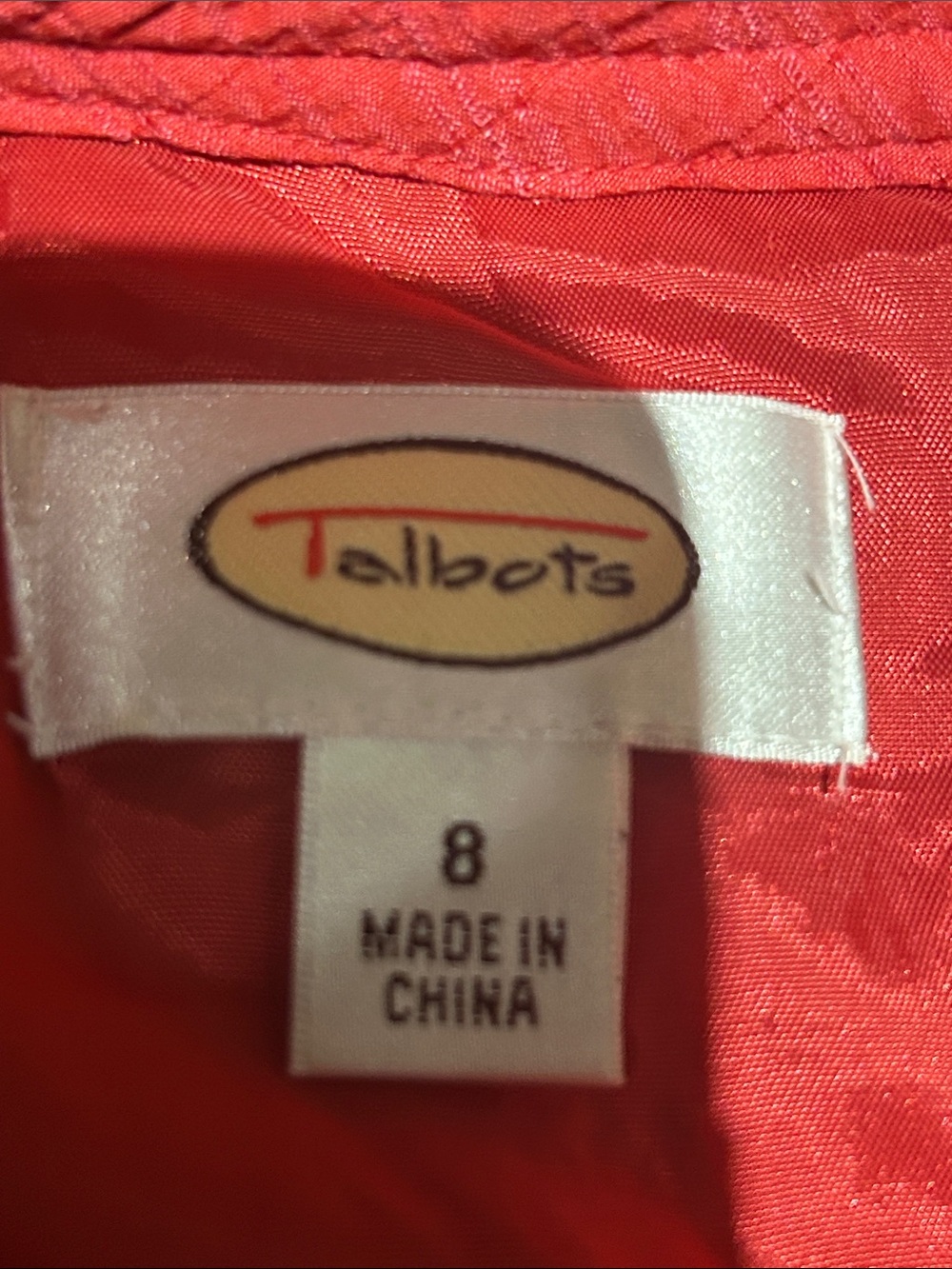 Talbots Girls Textured Coral-Red Sleeveless Fit-and-Flare Dress - Picture 5 of 6